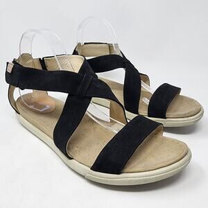 ECCO Comfort Sandal Women EU42/US11-11.5 Damara Black Suede Crisscross Strappy